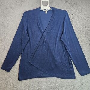 Dana Buchman Open Front Cardigan Women XL Long Sleeve Blue Simple‎ Everyday Use